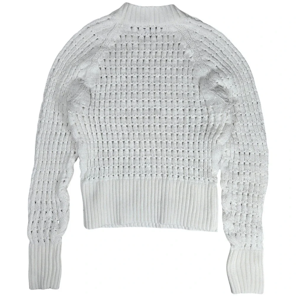 J. Crew Pointelle Crewneck Sweater in White‎ S BZ498